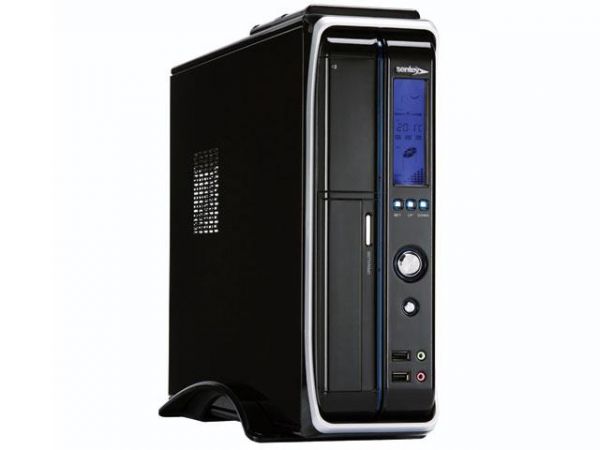 GABINETE DESKTOP MICRO ATX SENTEY SS1-2421 SLIM COM FONTE BCP450 E DISPLAY DE LCD PRETO/PRATA