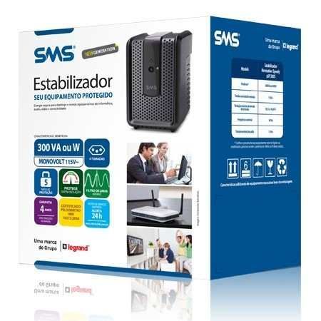 ESTABILIZADOR SMS REVOLUTION SPEED NEW 300VA - 110V MONO