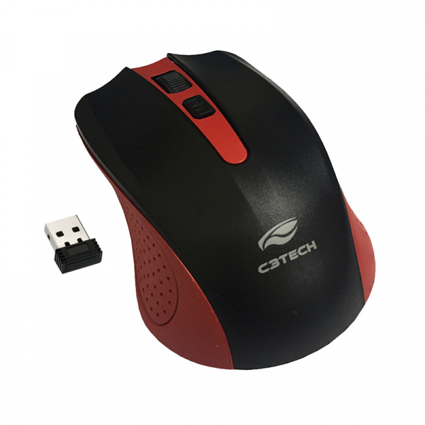 MOUSE C3TECH M-W20RD SEM FIO NANO RECEPTOR VERMELHO