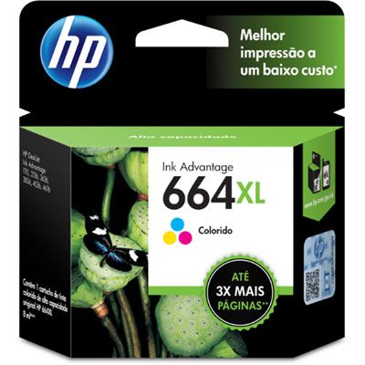 CARTUCHO HP 664XL JATO DE TINTA TRICOLOR 8,5ML - F6V30AB